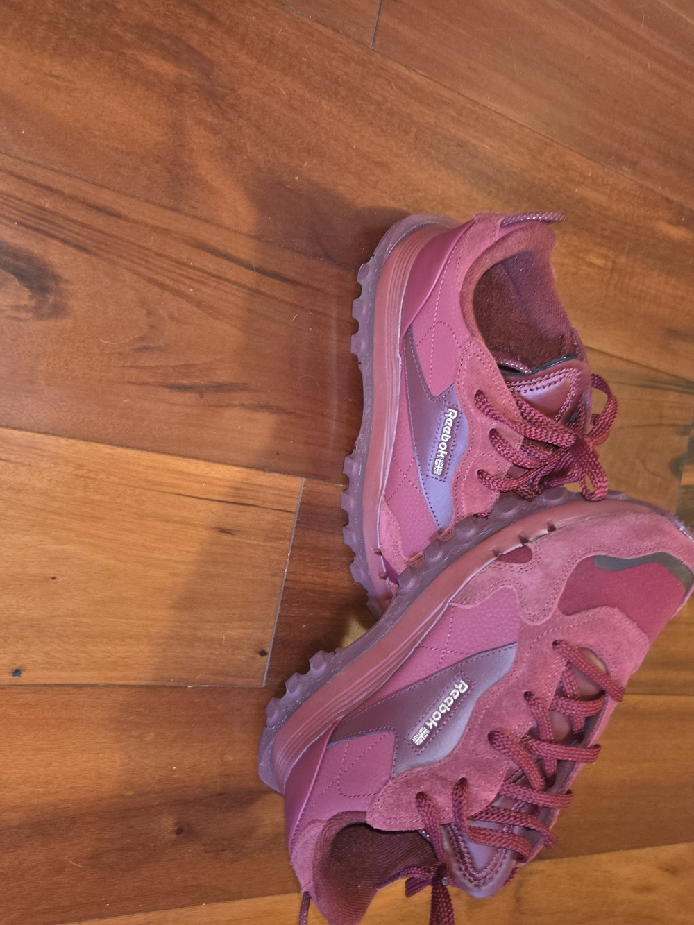Reebok Cardi B Classic Leather Burgundy Trail Sneakers